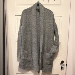 American Eagle Outfitters Oversized Collared Knit Cardigan - XS/S - Gray